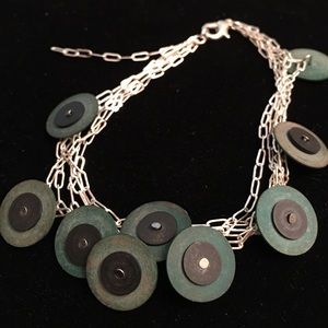 Vinyl heishi disks / beads green black silver